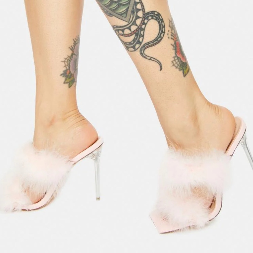 Azalea Wang Pink Faux Fur Elegant Stiletto Heels